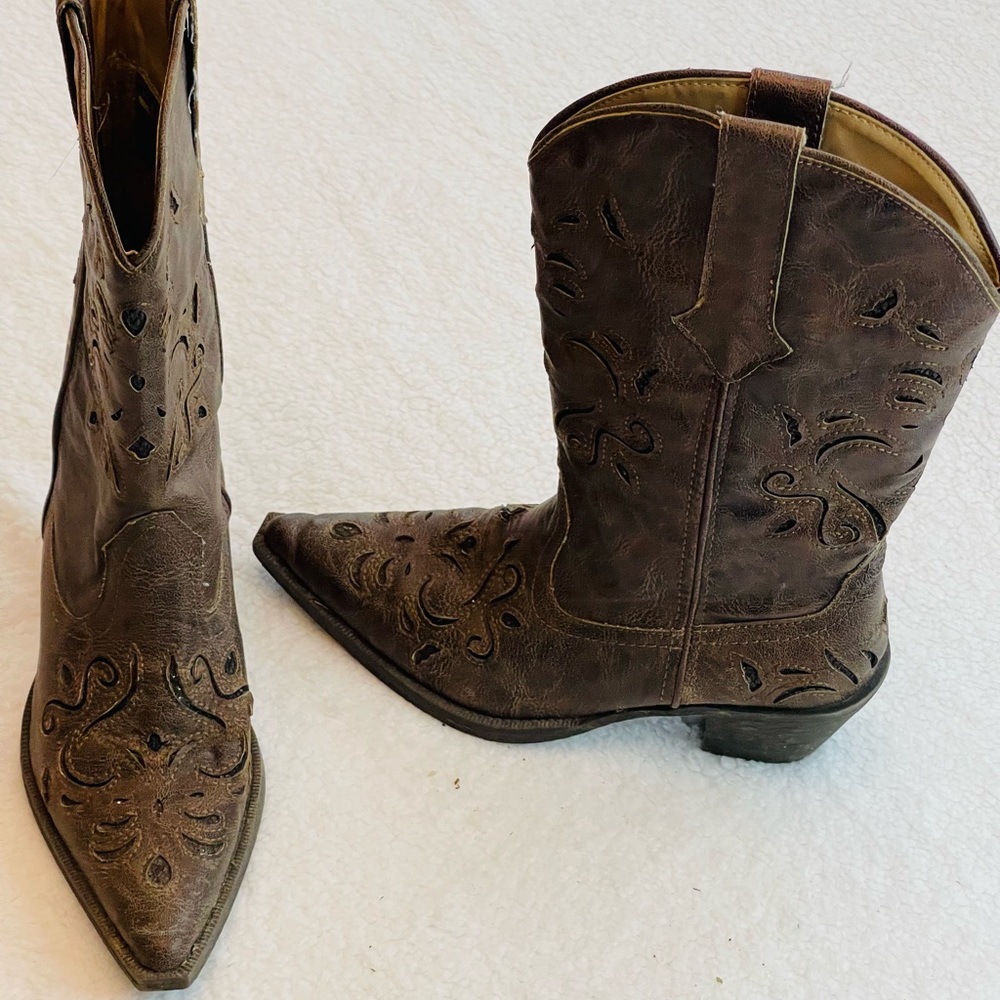 ROPER Women's Vintage Glitter Inlay Cowgirl Boot Snip Toe Size 7
